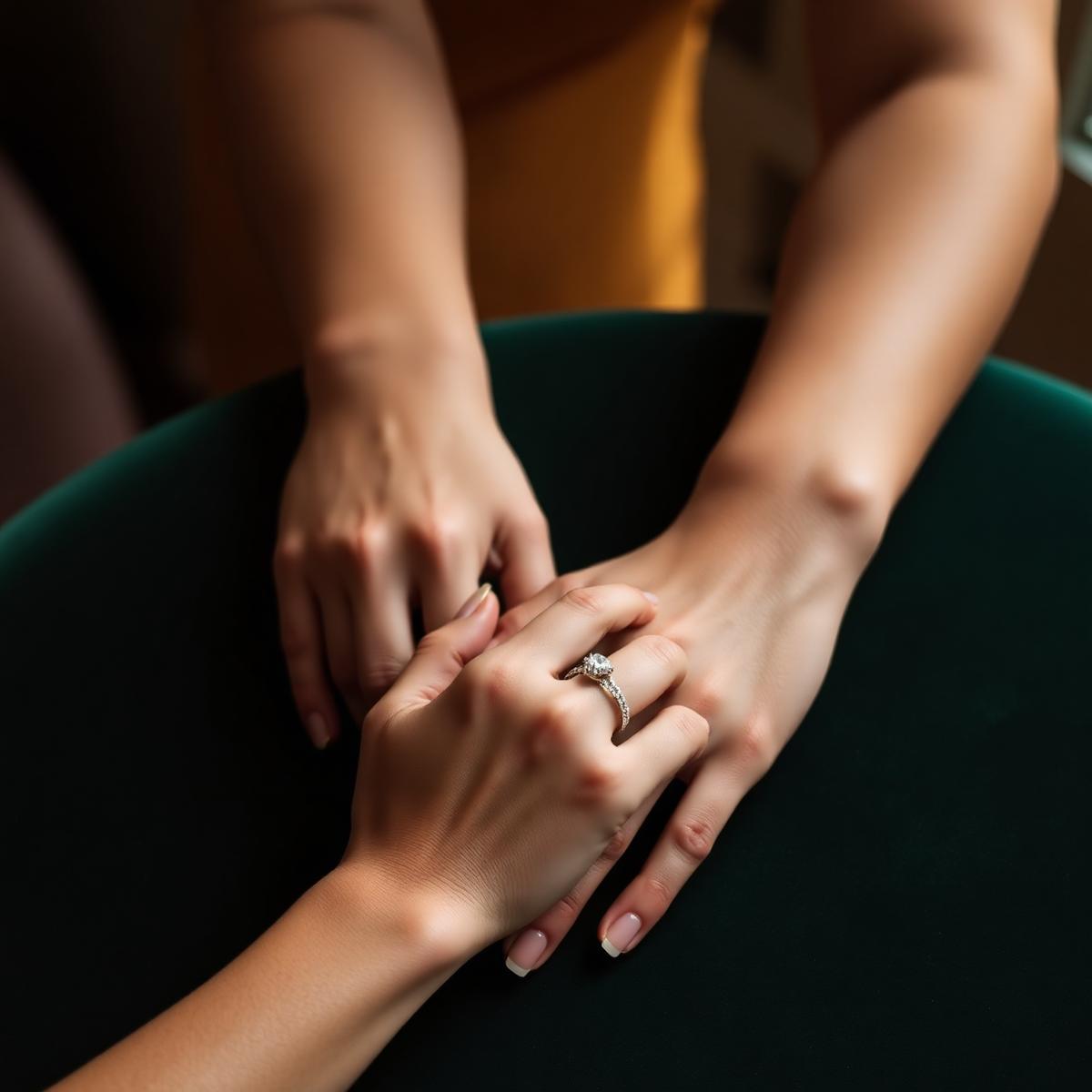 Två händer med diamantring